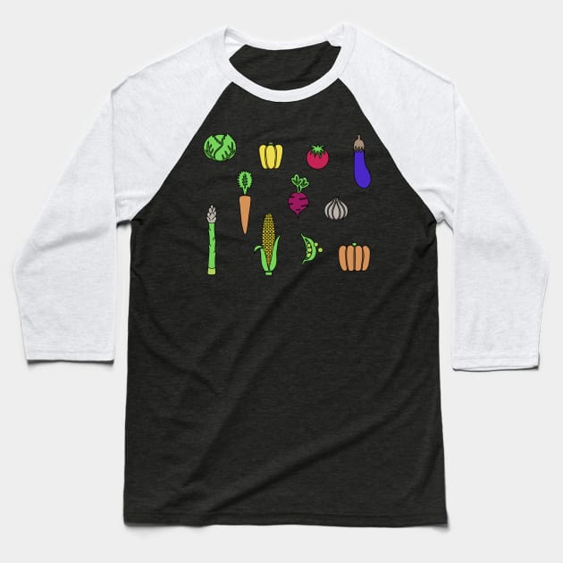 Veggies Baseball T-Shirt by Slightly Unhinged